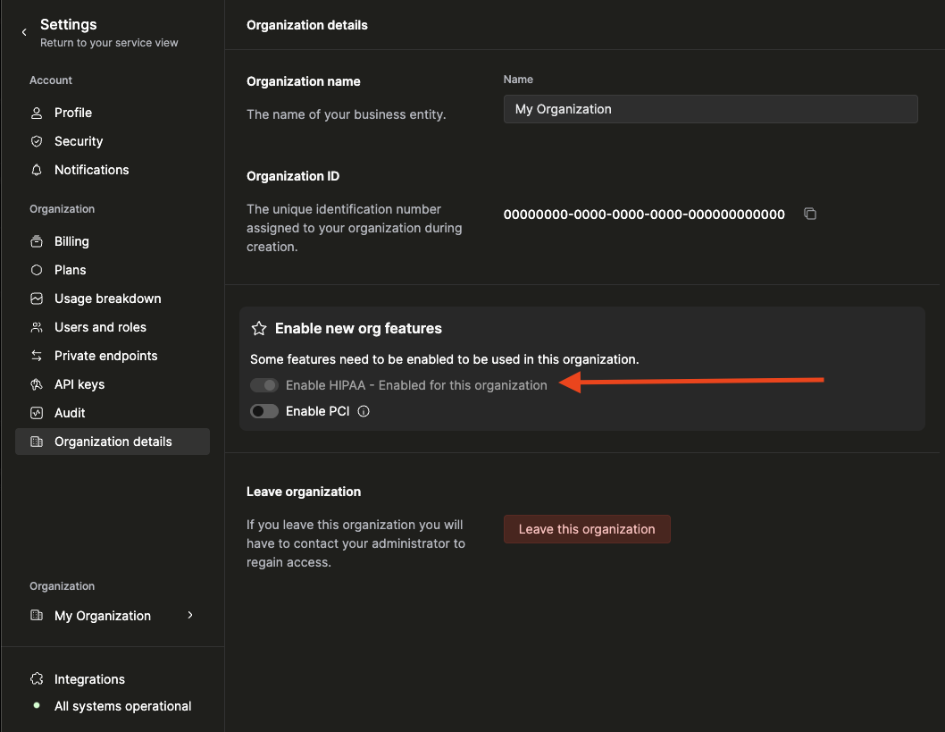 HIPAA включена