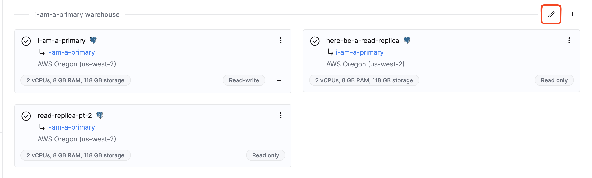 Представление хранилища со значком редактирования